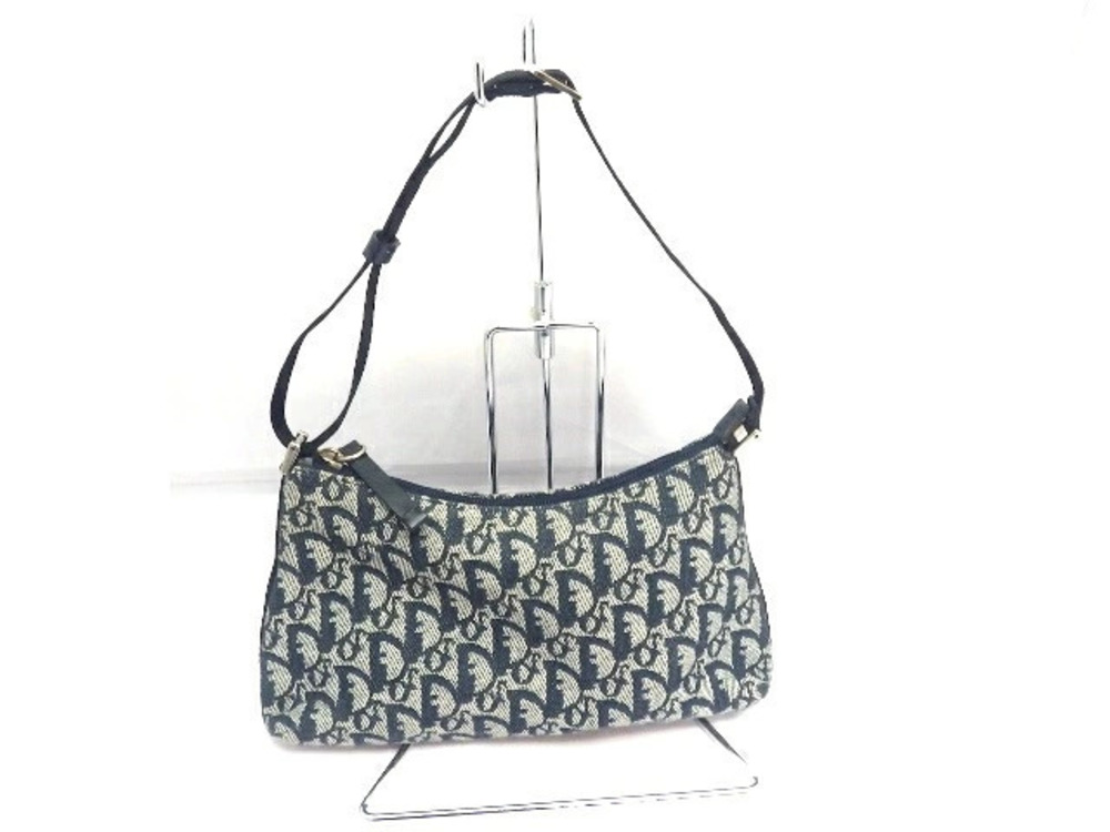 Christian Dior Trotter bag handbag Pouch Clutch canvas calfskin blue Navy Blue